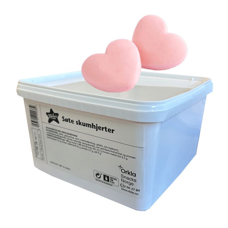 Søte Skumhjerter 1,3Kg